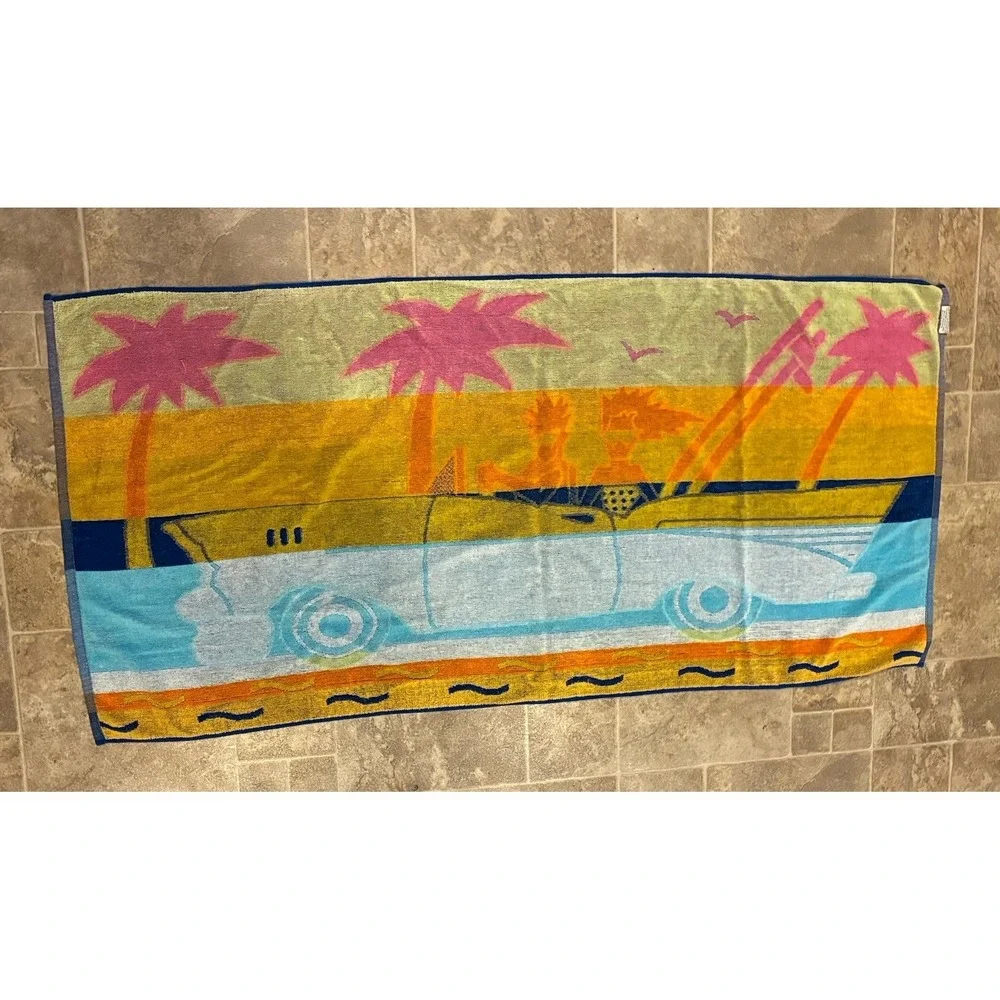Vintage Franco Cotton Beach Towel Colorful Beach Cruiser‎ 55X26